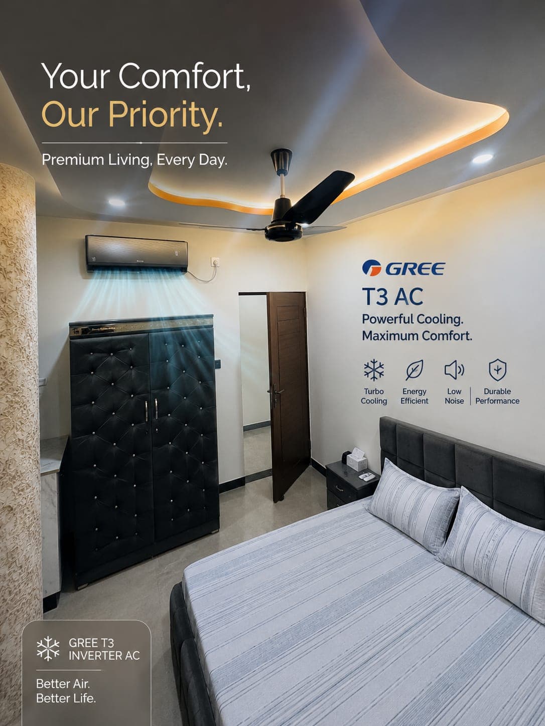 Air conditioned guest house room Chakwal Grand Guest House Punjab Pakistan